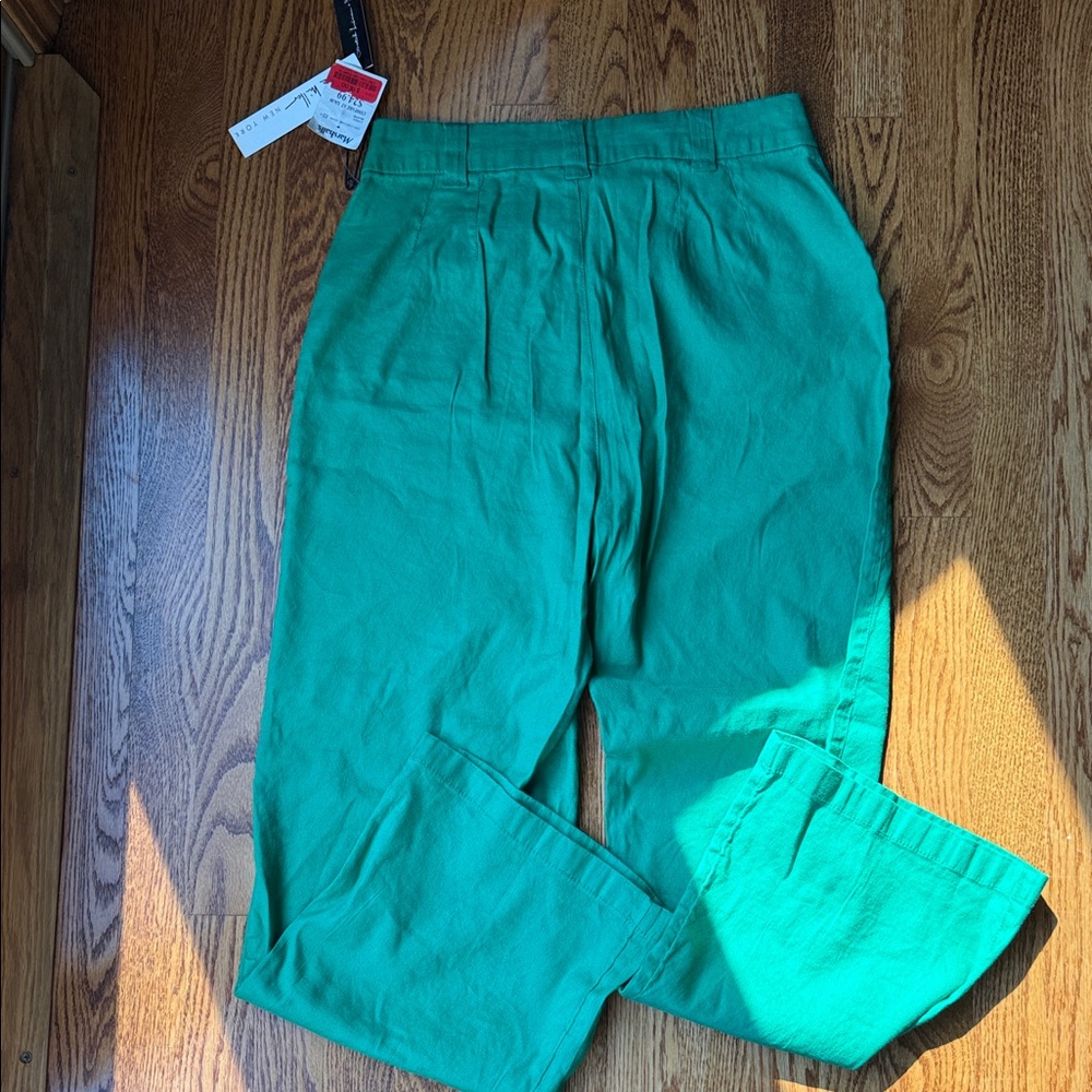 NWT Nicole Miller Green Linen Pants - Picture 3 of 7
